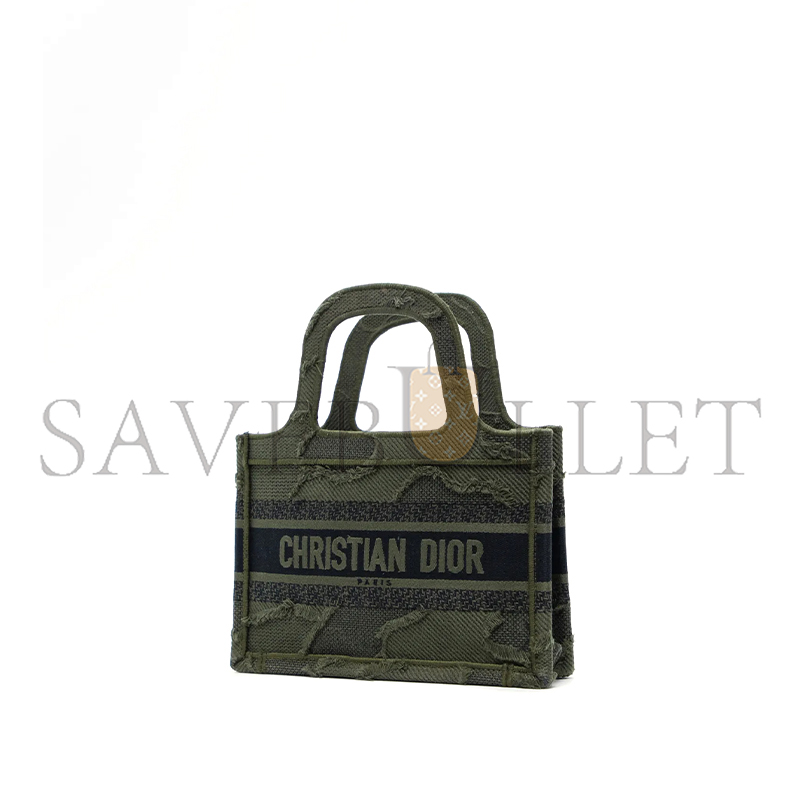 D*or canvas embroidered camouflage mini book tote green (23*15*5.7cm)